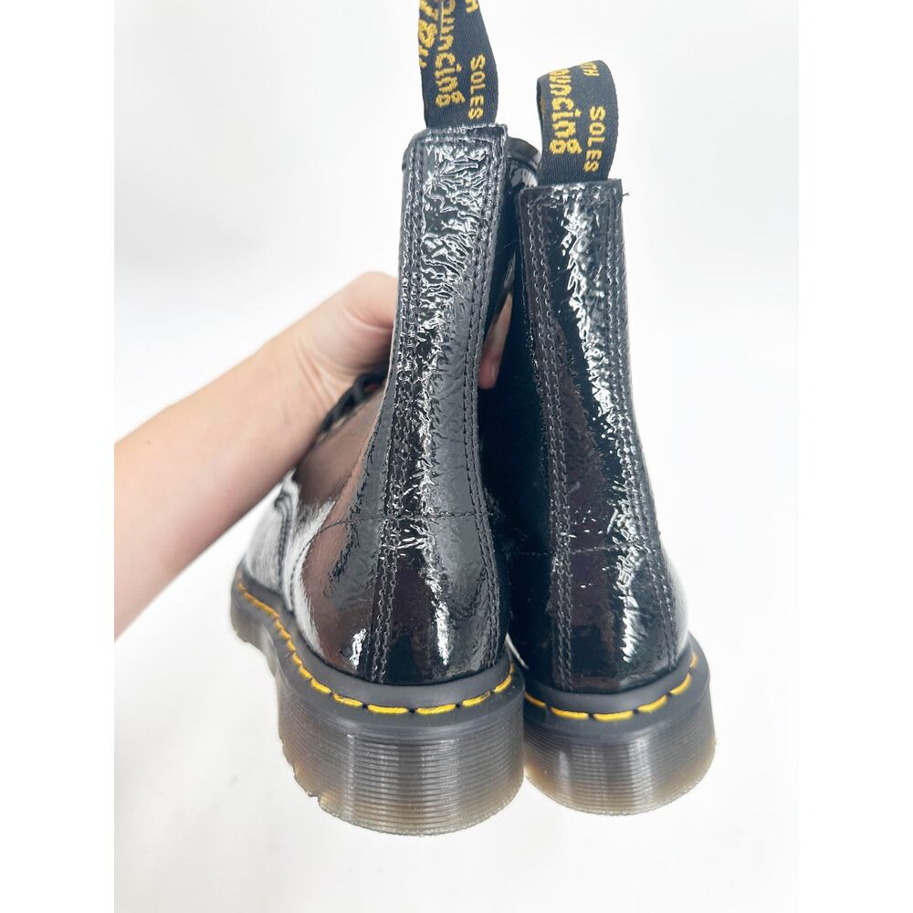 Dr. Martens 1460 Boots 6 Black Distressed Patent Leather - Picture 5 of 6